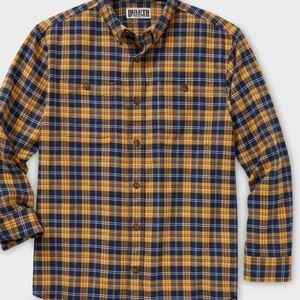 Duluth Trading Men's Casual Plaid Shirt - Navy and Mustard